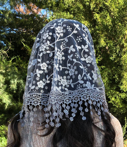 Cherry Blossom Church Veil - GRAY 48″ x 13"