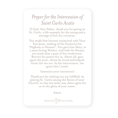 St. Carlo Acutis Prayer Card | Blue