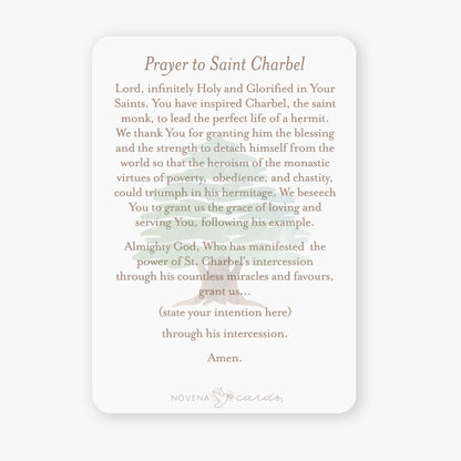St. Charbel Prayer Card | Beige